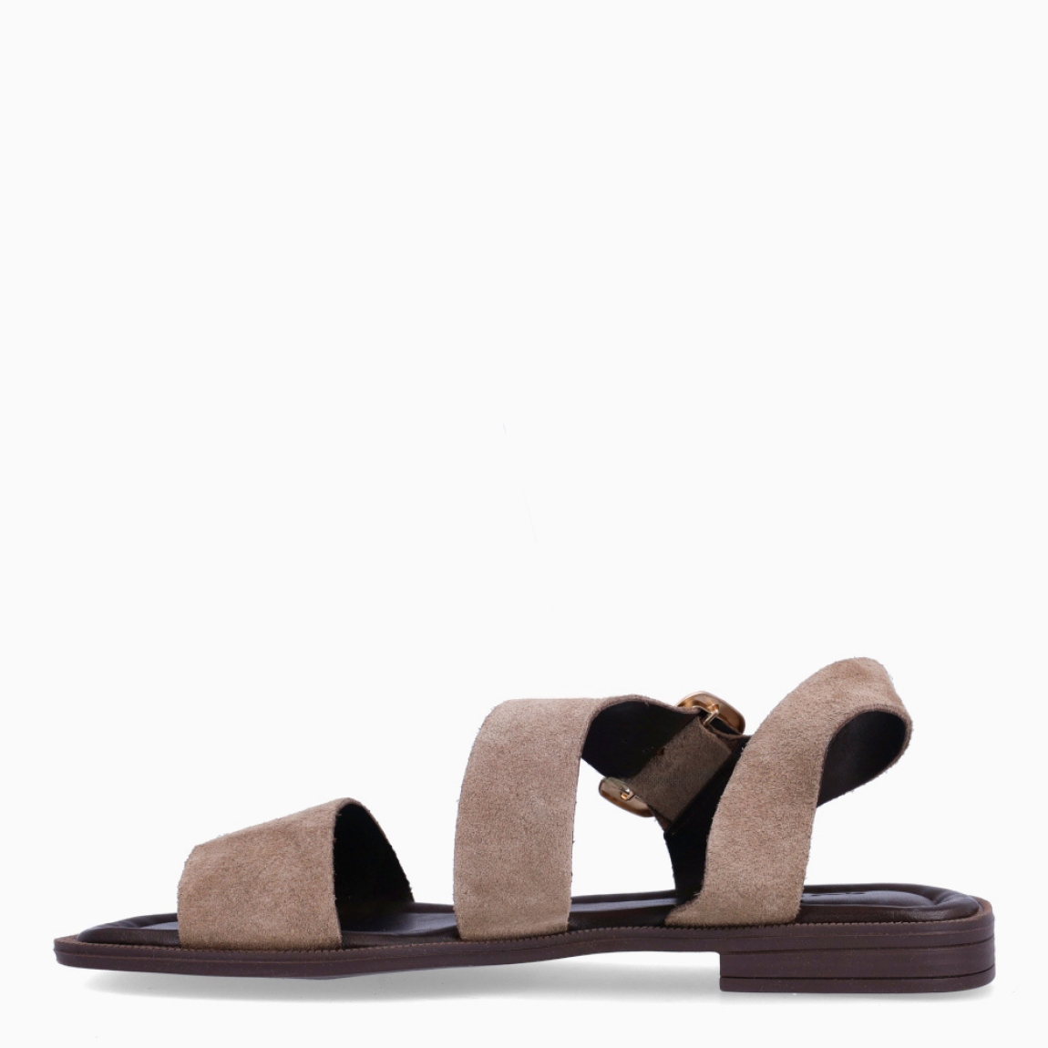 Sandalias de la marca Itse, modelo DEMI. Exterior elaborado en ante color taupe. Interior en piel color marrón. Sandalias Itse con cierre de hebilla en el tobillo y suela plana. Estas sandalias Itse DEMI son un complemento clásico, ideal para esta temporada!