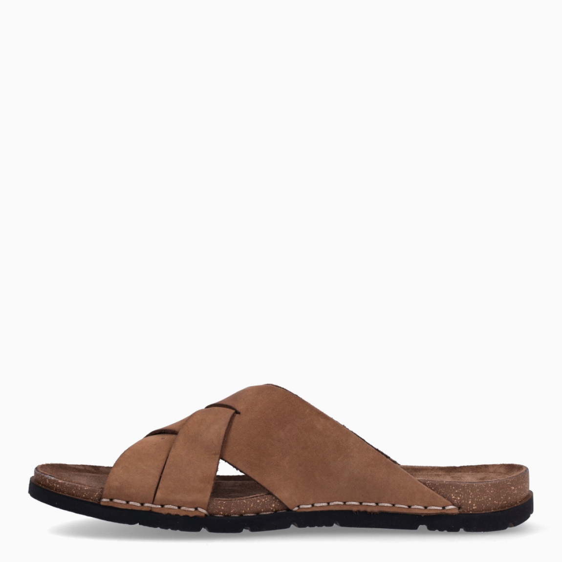 Sandalias clásicas de la marca Walk & Fly, modelo 868. Exterior en neopreno color marrón con tiras cruzadas. Sandalias abiertas con plataforma de goma plana. Estas sandalias Walk & Fly 868 tienen la comodidad que necesitas en tu día a día!