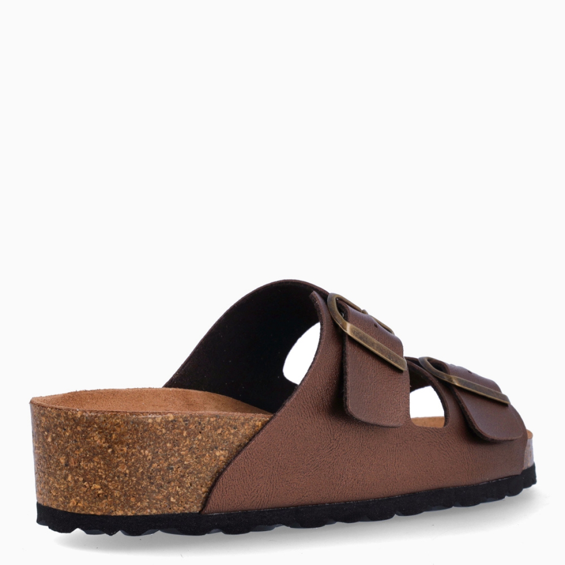 Sandalias de la marca Itse, modelo AZABU. Sandalias elaboradas en piel color marrón con efecto brillante. Sandalias con interior en corcho. Suela de goma y plana. Cierre de sandalias Itse con doble hebilla en pala. Sandalias Itse AZABU, unas clásicas para tu fondo de armario esta temporada de verano!