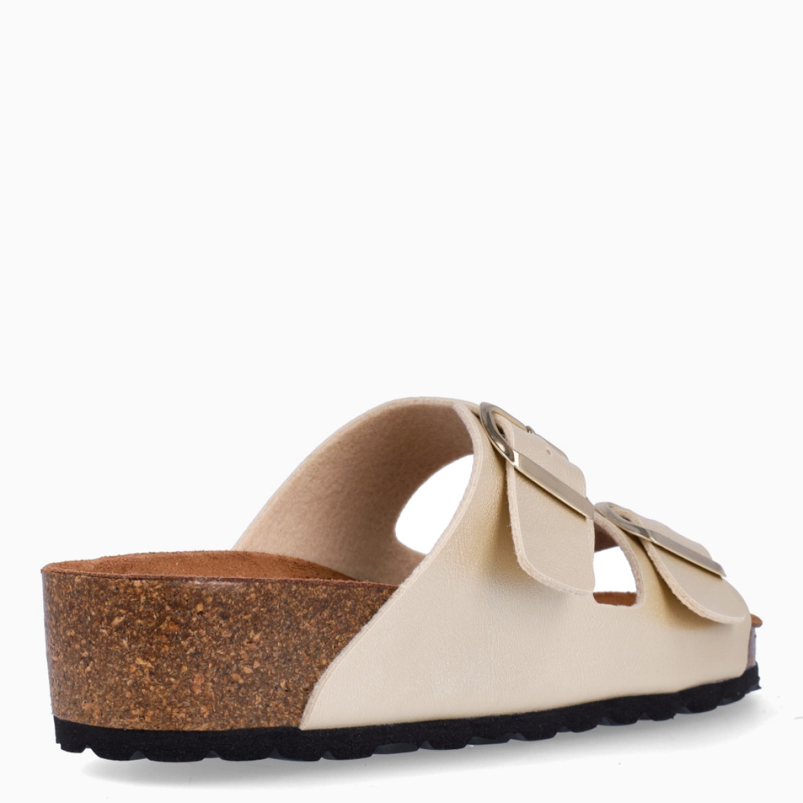 Sandalias de la marca Itse, modelo AZABU. Sandalias elaboradas en piel color oro con efecto brillante. Sandalias con interior en corcho. Suela de goma y plana. Cierre de sandalias Itse con doble hebilla en pala. Sandalias Itse AZABU, unas clásicas para tu fondo de armario esta temporada de verano!
