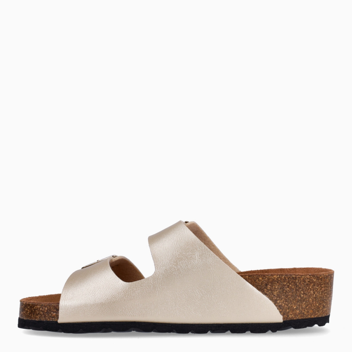 Sandalias de la marca Itse, modelo AZABU. Sandalias elaboradas en piel color oro con efecto brillante. Sandalias con interior en corcho. Suela de goma y plana. Cierre de sandalias Itse con doble hebilla en pala. Sandalias Itse AZABU, unas clásicas para tu fondo de armario esta temporada de verano!