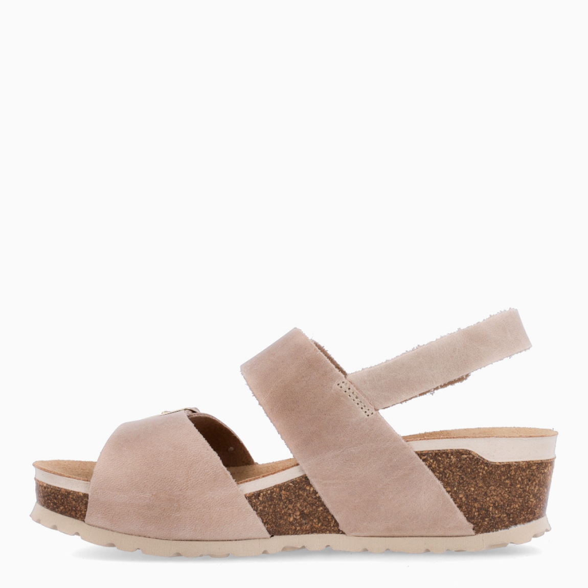 Sandalias de la marca Inter Bios, modelo LINA. Sandalias elaboradas en piel color taupe. Cierre de las sandalias con doble hebilla en pala y velcro en el talón. Sandalias con cuña de 5cm de altura. Estas sandalias Inter Bios es un esencial para tus looks de temporada, si deseas disfrurae de una comodidad máxima en tu día a día.