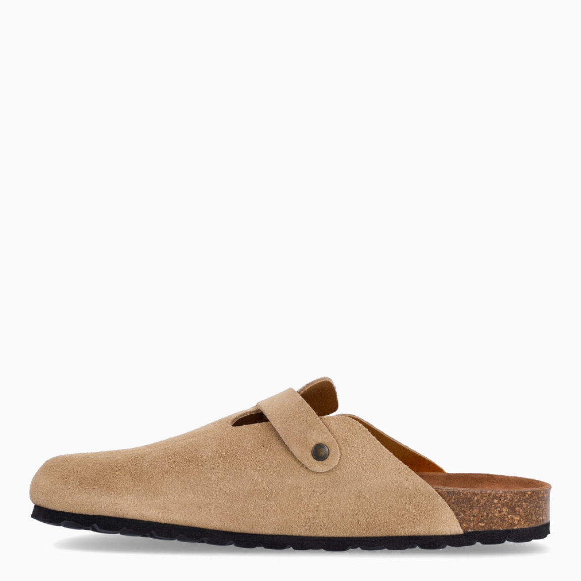 Zuecos para hombre de la marca Itse, modelo BARKING_H. Zuecos elaborados en ante color taupe. Interior en corcho. Cierre de zuecos con hebilla en pala. Zuecos Itse BARKING_H, ideales para tu día a día esta temporada!