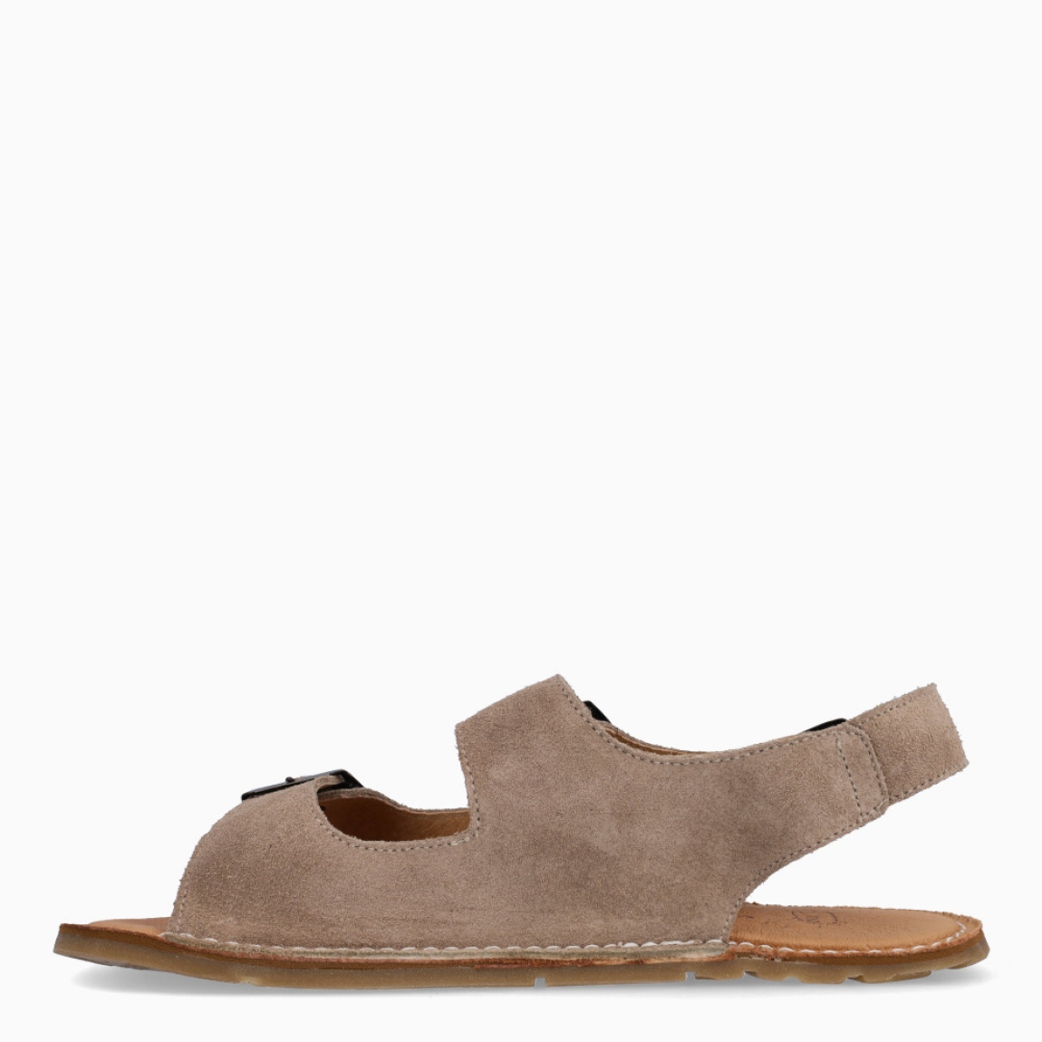 Sandalias de la marca Munné, modelo LAMINE_H. Elaboradas en ante color gris con tiras co hebillas en pala y talón. Interior en piel color nude. Cierre de sandalias Munné con hebillas y suela plana de goma. Estas sandalias Munné LAMINE_H , son un complemento ideal para lucir tus looks con estilo y comodidad!