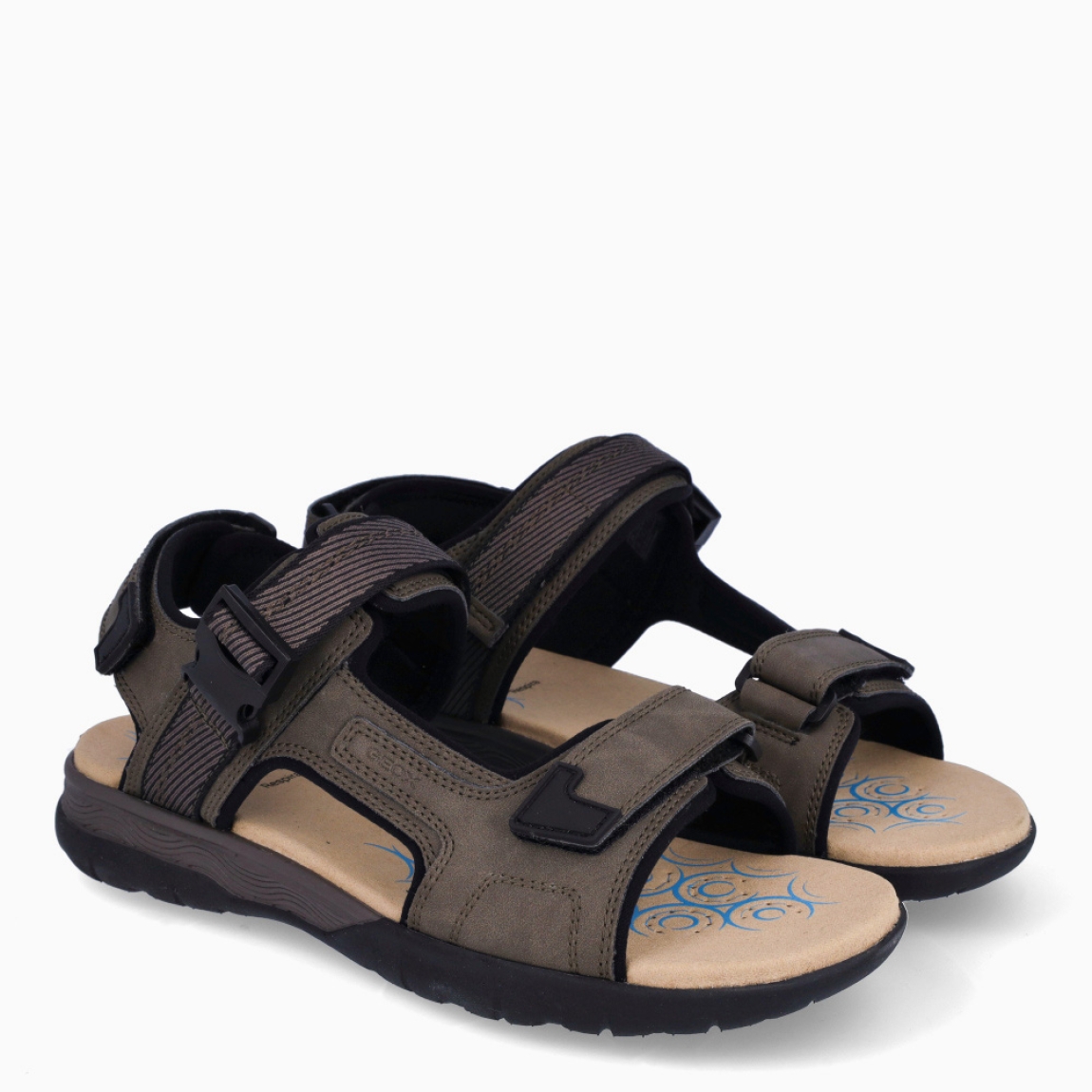 Sandalias de hombre de la marca Geox, modelo SPHERICA EC5 B. Sandalias elaboradas en piel color gris. Sandalias con tiras en pala y cierre en velcro. Interior en piel color nude, acolchado para más comodidad durante el día. Sandalias Geox SPHERICA EC5 B, ideal como básico de todos los días!