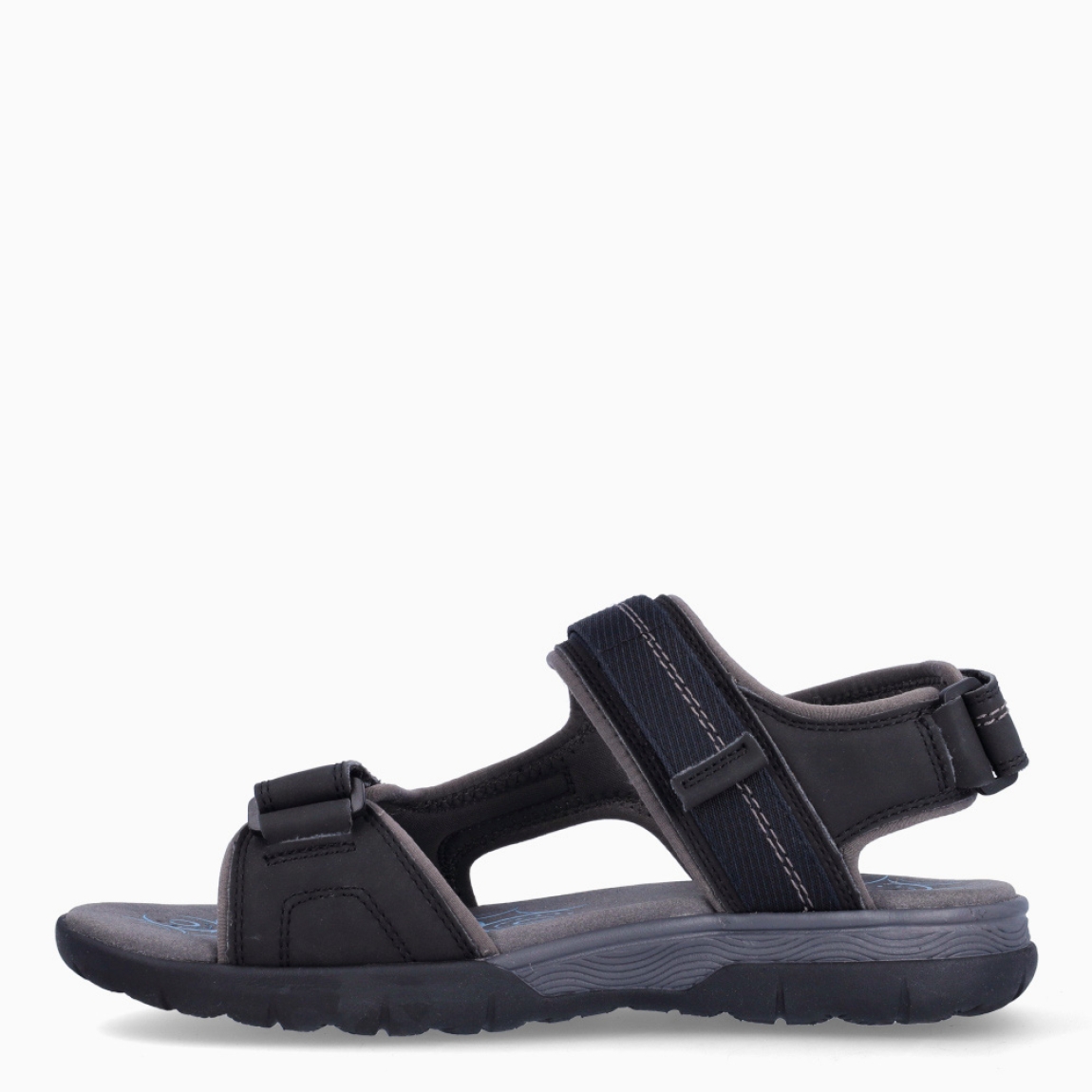 Sandalias de hombre de la marca Geox, modelo SPHERICA EC5 B. Sandalias elaboradas en piel color negro. Sandalias con tiras en pala y cierre en velcro. Interior en piel color nude, acolchado para más comodidad durante el día. Sandalias Geox SPHERICA EC5 B, ideal como básico de todos los días!