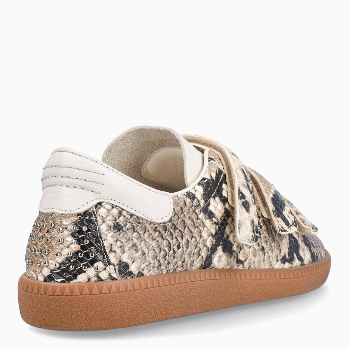 Deportivas de la marca Bronx, modelo SNAKE. Exterior en piel color con estampado animal print de serpiente. Interior en piel color blanco. Cierre con triple velcro en pala. Suela plana de goma. Estas deportivas Bronx SNAKE son una tendencia que no te puede faltar.