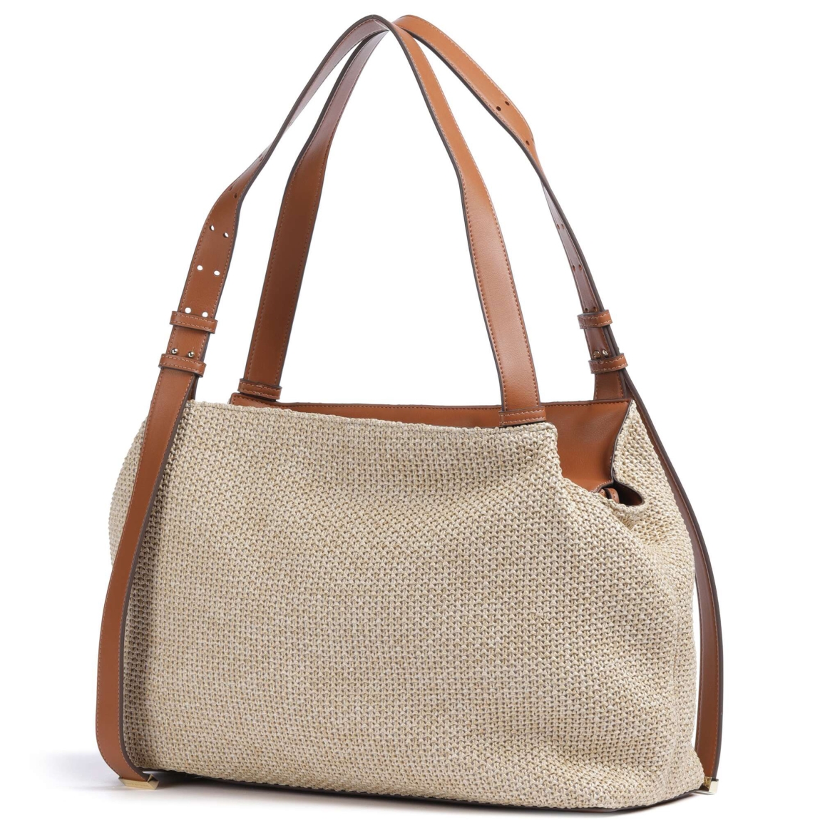 Bolso de la marca Armani Exchange, modelo ALICE. Bolso en rafia color beig, con logo forro polyester. Cierre con cremallera y asas de transporte ajustable(s) (longitud cerca de 18-26 cm). Herrajes de metal dorado. Bolso Armani Exchange, modelo ALICE, ideal para llevar a todos lados tus esenciales! Medidas: alto 25cm y ancho 35cm.