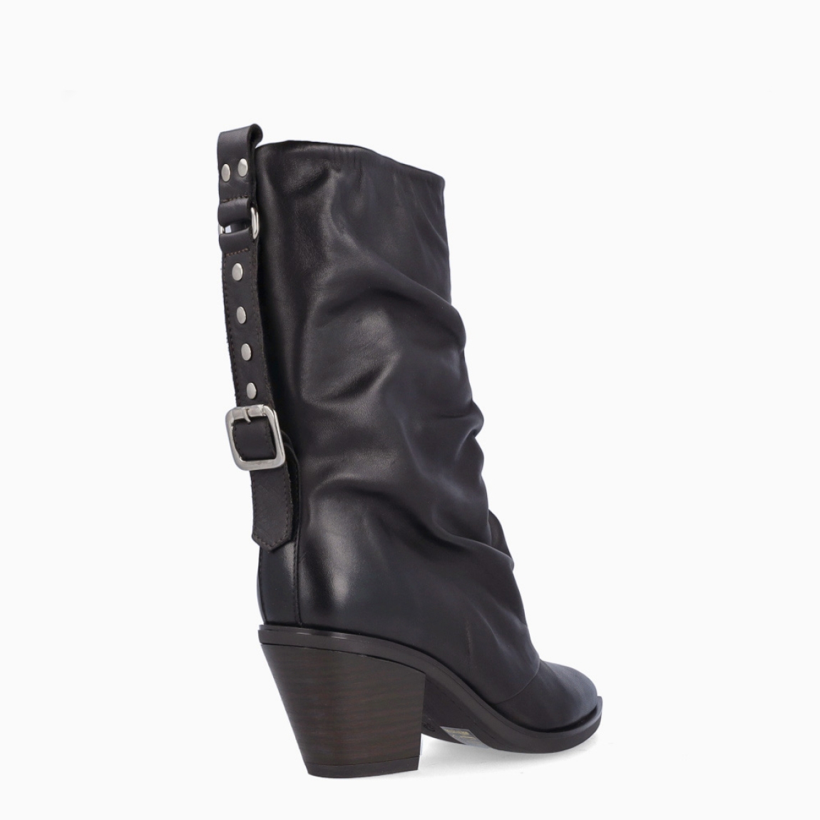 Botines de la marca Munné, modelo THE. Botines elaborados en piel con efecto corrugado de color marrón oscuro. Botines con punta lápiz y tacón grueso de 6cm de altura. Detalle de hebilla en parte de atrás. Interior en piel color beig. Botines Munné THE, ideales para esta temporada, su diseño le aportará estilo, elegancia y comodidad a tus looks!