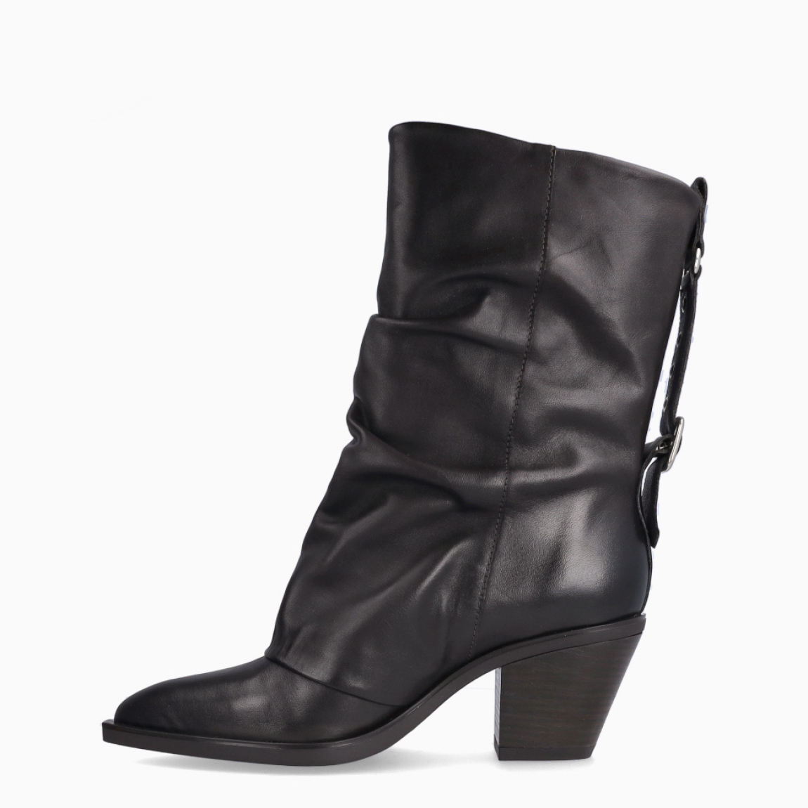 Botines de la marca Munné, modelo THE. Botines elaborados en piel con efecto corrugado de color marrón oscuro. Botines con punta lápiz y tacón grueso de 6cm de altura. Detalle de hebilla en parte de atrás. Interior en piel color beig. Botines Munné THE, ideales para esta temporada, su diseño le aportará estilo, elegancia y comodidad a tus looks!