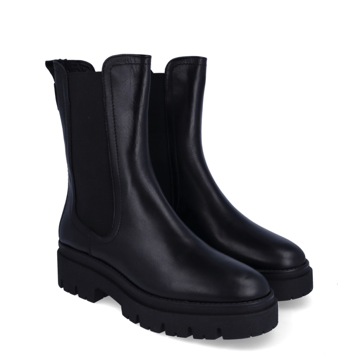 Botines chelsea de caña media de la marca Tamaris, modelo TRACK. Confeccionados en piel lisa negra de alta calidad, presentan una silueta limpia con anchos elásticos laterales y tirador trasero para calzarse con total facilidad. Incorporan plantilla interior acolchada de alto confort y una suela track con cuña de 5 cm que aísla eficazmente del frío, sumando altura con gran estabilidad. Quedan espectaculares con tejanos anchos, pantalones de vestir o contrastando con vestidos midi fluidos y cazadoras de cuero. ¡El básico contemporáneo definitivo para un estilo impecable y cómodo todos los días!