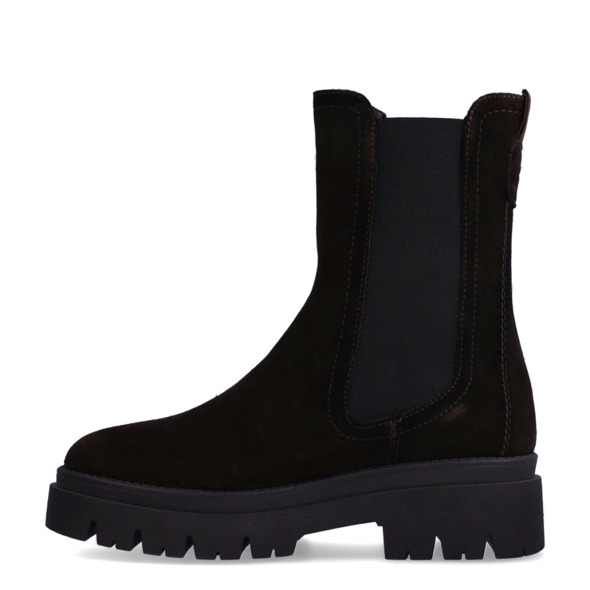 Botines chelsea de caña media de la marca Tamaris, modelo FOREST. Confeccionados en suave piel de ante en un profundo tono marrón oscuro, presentan un diseño depurado con elásticos laterales anchos y tirador trasero para un calce suave y rápido. Incorporan plantilla interior acolchada de alto confort y una suela track de goma dentada con cuña de 5 cm que aísla del frío y garantiza una pisada firme y estable. Combinan genial con tejanos anchos, pantalones de vestir o vestidos midi fluidos con abrigo de paño para un estilismo actual y favorecedor. ¡El fondo de armario imprescindible que aúna tendencia, altura y máxima comodidad!