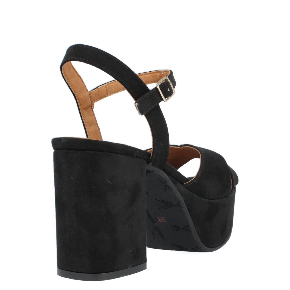 Sandalia de la marca Itse, modelo Denise. Exterior de la sandalia en ante de color negro. Interior de la sandalia en piel de color beig. Cierre de la sandalia con hebilla en el tobillo. Sandalia con tacón ancho de 9 cm de altura, incluyendo 4 cm de plataforma. La Sandalia Itse Denise es ideal para tus eventos y fiestas, perfectas para completar tus looks!