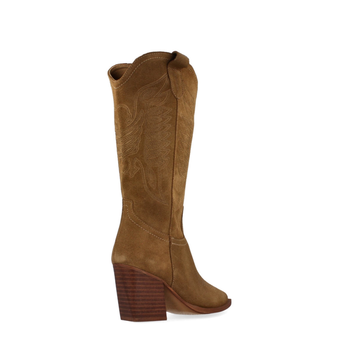 Bota campera metalizada de la marca Vienty, modelo Beth. Exterior de la bota de ante de color cuero. Interior de la bota de piel de color negro. Cierre de la bota con cremallera. Bota campera con tacón ancho de 4 cm. Altura de la caña de la bota campera de 30 cm (sin incluir la altura del tacón) y ancho de la caña 35 cm. Bota con plantilla acolchada y cómoda. La bota de Vienty modelo Beth, es una bota campera cómoda y estilosa. Un básico para esta temporada de otoño e invierno.