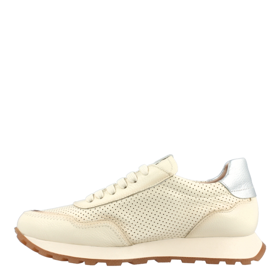 Deportivas de la marca Hispanitas, modelo HV-24. Exterior de las deportivas en piel troquelada color beig. Interior de las deportivas en piel color beig. Cierre de las deportivas con cordones. Deportivas Hispanitas con cuña de 2cm de altura. Estas deportivas Hispanitas HV-24 son unas clásicas que debes tener en tu armario!