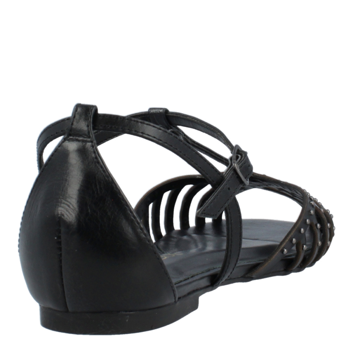 Sandalias de la marca Unique, modelo ELECTRA. Exterior de las sandalias en piel color negro con detalle en tachas. Interior de las sandalias en piel color negro. Cierre de las sandalias UNIQUE con hebilla en el tobillo. Estas sandalias Unique ELECTRA traen un diseño que te ayudará a lucir unos looks con estilo y comodidad a donde vayas.