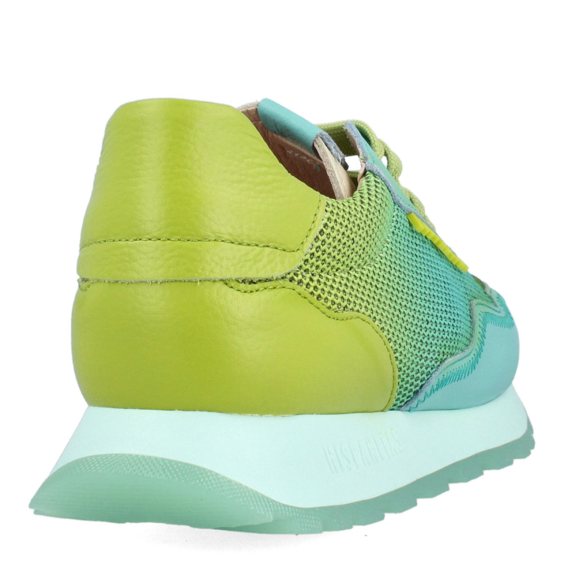 Deportivas de la marca Hispanitas, modelo HB2. Exterior de las deportivas en piel color verde y azul con detalle estilo rejilla. Interior de las deportivas en piel color beig. Cierre de las deportivas en cordones color verde. Deportivas con suela plana de 3cm de altura. Estas deportivas Hispanitas HB2 tienen un estilo original, para que luzcas tus mejores looks con actitud y comodidad.