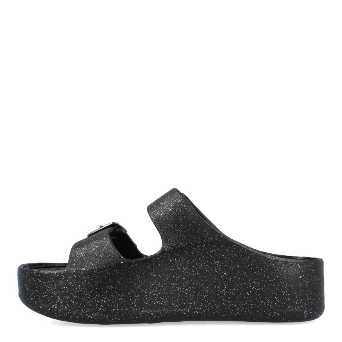 Sandalias de la marca Lemon Jelly, modelo GIULIETT. Exterior de las sandalias en neopreno color negro con detalle de escarchado plateado. Interior de las sandalias en goma. Cierre de las sandalias Lemon Jelly con doble hebilla. Sandalias con plataforma de 5cm de altura. Estas sandalias Lemon Jelly GIULIETT son unas clásicas para esta temporada, están pensadas para los días cálidos y soleados. No pueden faltar en tu armario.