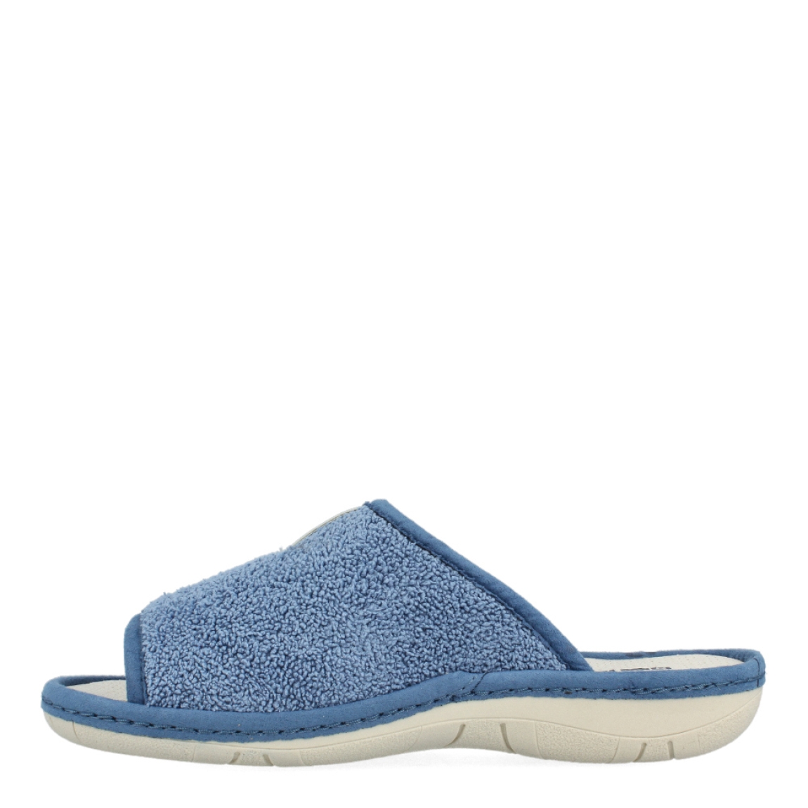 Zapatillas de la marca Nordikas, modelo BOREAL. Exterior de las zapatillas en toalla color azul. Interior de las zapatillas en piel troquelada color blanco. Suela de las zapatillas plana y de goma. Estas zapatillas Nordkias BOREAL te harán disfrutar del comfort de estar en casa, gracias a su tejido y fabricación que brindán comodidad y ligereza.