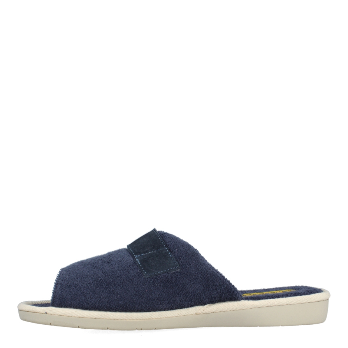 Zapatillas de la marca Nordikas, modelo TOP LINE. Exterior e interior de las zapatillas en toalla color azul. Cierre de las zapatillas con velcro y suela de goma plana. Estas zapatillas Nordikas TOP LINE, te hará disfrutar de la comodidad y ligereza de estar por casa.