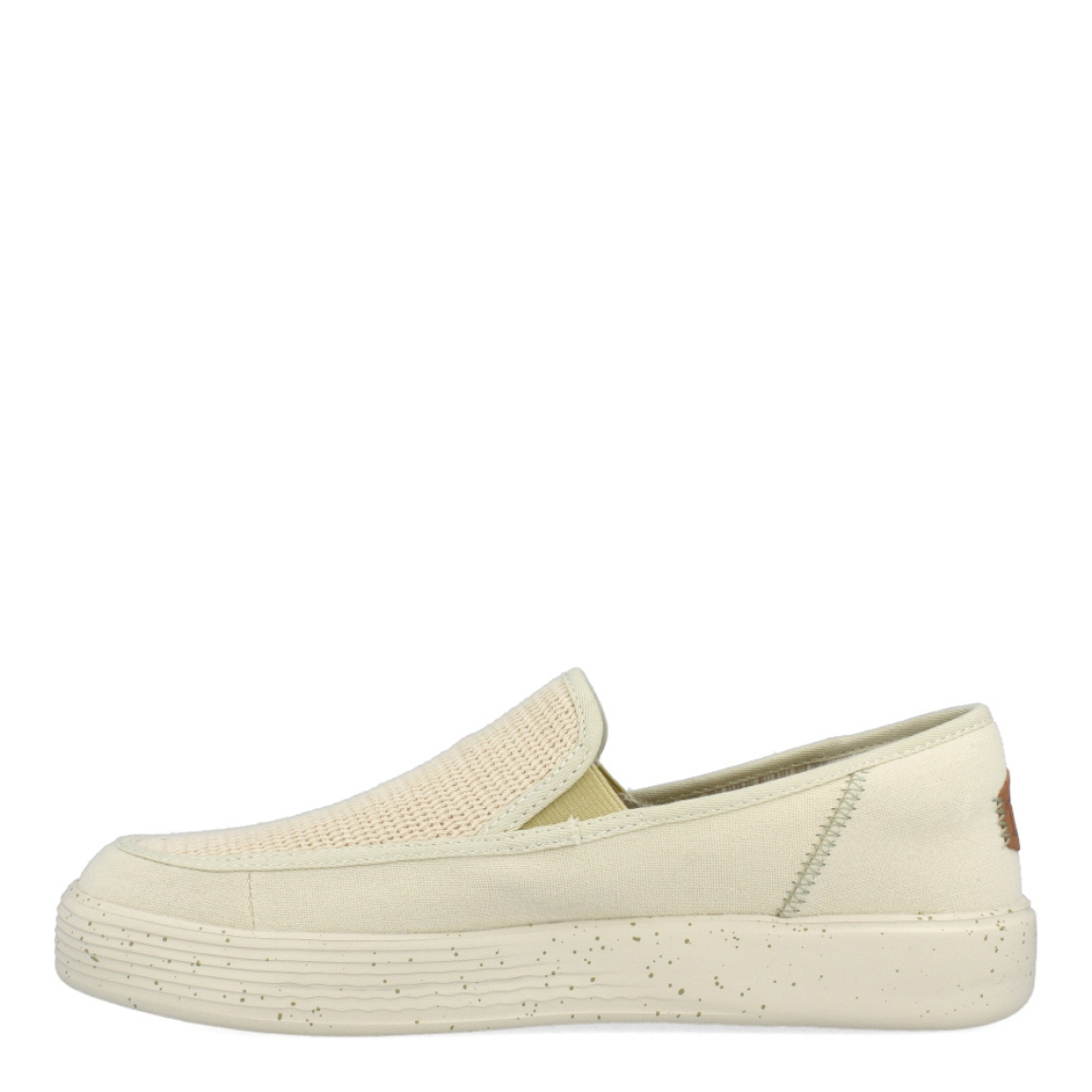 Mocasines tipo naútico de la marca Heydude, modelo 407. Exterior de los mocasines en textil color blanco. Interior de los mocasines en textil estampado a rayas con plantilla acolchada y extraíble. Mocasines con plataforma de 3cm de altura. Estos mocasines Heydude 407 son unos clásicos de temporada. No te pueden faltar en el armario.