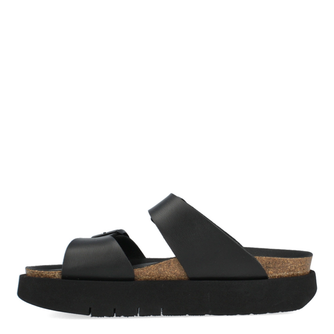 Sandalias de la marca Genuins, modelo G10. Exterior e interior de las sandalias en piel color negro. Cierre de las sandalias Genuinns con doble hebilla en la pala y empeine. Sandalias con plataforma de goma. Estas sandalias Genuins G10 son unas clásicas de temporada. Podrás armar diferentes looks con la máxima comodidad posible en tu día a día.