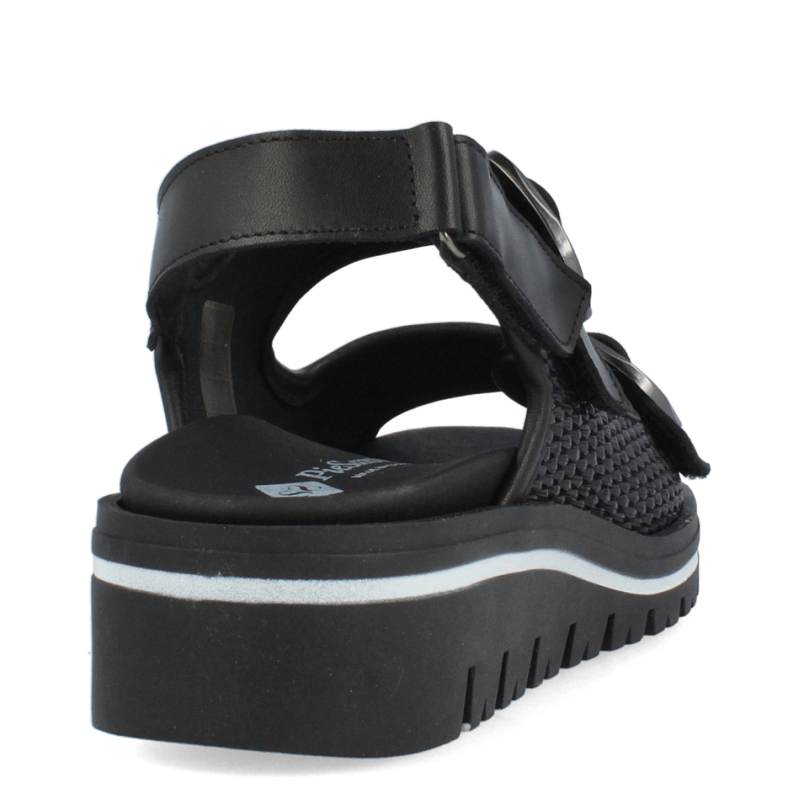 Sandalias de la marca PieSanto, modelo SHAROM. Exterior de las sandalias en rafia trenzada color negro. Interior de las sandalias en piel color negro con plantilla acolchada y extraíble. Cierre de las sandalias PieSanto con doble hebilla en empeine y pala, y velcro en el talón. Sandalias con cuña de 3cm de altura. Estas sandalias PieSanto son el complemento perfecto de temporada, podrás crear diferentes outfits con la máxima comodidad.