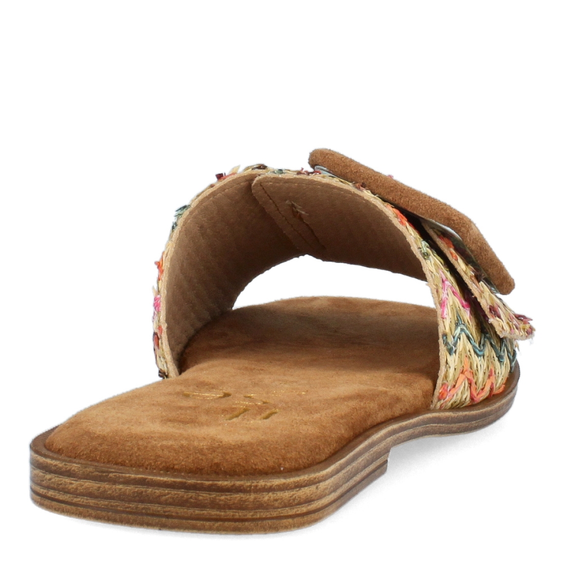 Chanclas de la marca Itse, modelo LARISA. Exterior de las chanclas en rafia multicolor. Interior de las chanclas en ante color camel. Cierre de las chanclas Itse con hebilla en la pala. Estas chanclas Itse LARISA son el complemento ideal para tus looks de temporada, gracias a su ligereza te ofrecerá la comodidad que necesitas en tu día a día.