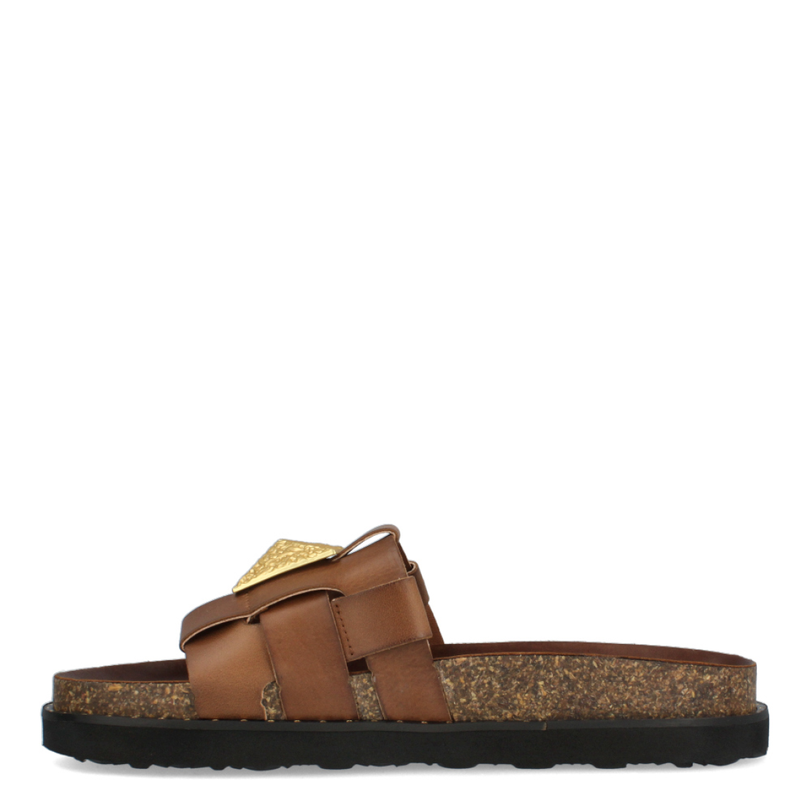 Chanclas de la marca Itse, modelo CLEO. Chanclas elaboradas en piel color cuero con detalle de pirámide en la pala. Chanclas con suela plana. Las chanclas Itse CLEO son un complemento ideal para disfrutar de la comodidad máxima en tu día a día durante esta temporada.
