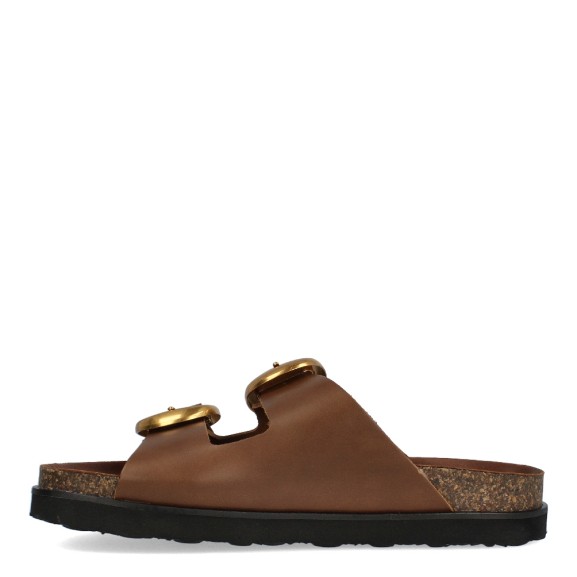 Sandalias de la marca Itse, modelo GEMMA. Sandalias elaboradas en piel color cuero con doble hebilla en la parte de la pala color dorado. Sandalias Itse con suela plana de corcho. Estas sandalias Itse GEMMA son un complemento básico para tus looks de temporada. No puede faltar en el armario.