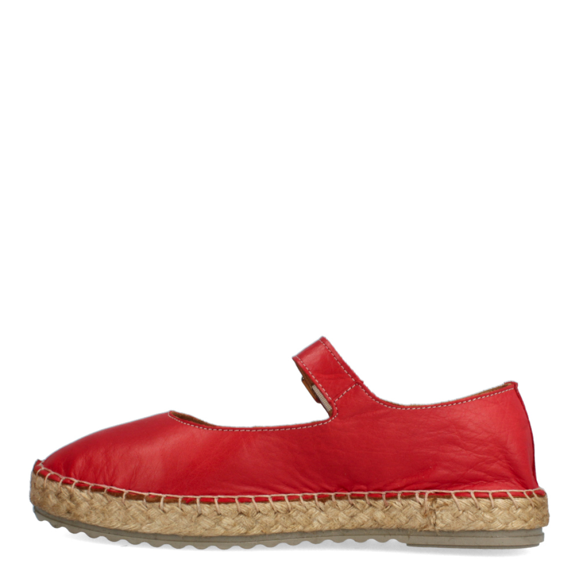Merceditas de la marca Isteria, modelo OFELIA. Exterior de las merceditas en piel color rojo. Interior en piel colro camel. Cierre de las merceditas Isteria con hebilla y suela plana. Estas merceditas Isteria OFELIA son unas clásicas en tu armario de temporada. No te pueden faltar.