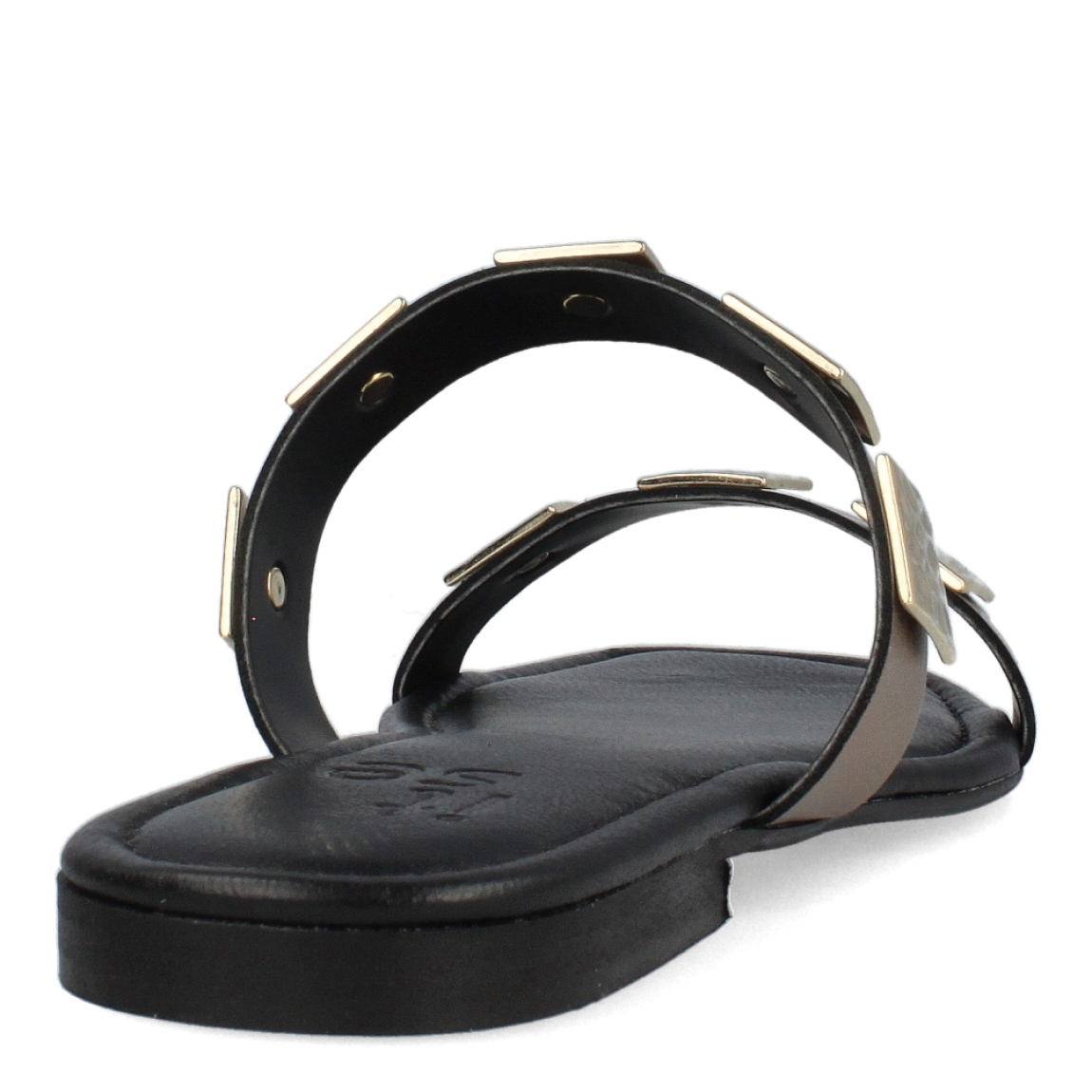 Sandalias de la marca Itse, modelo RAYZA. Exterior de las sandalias en piel color bronce con detalles de metal en la pala. Interior de las sandalias en piel color negro. Sandalias Itse con suela plana. Este modelo RAYZA, está inspirado en la comodidad y estilo. Podrás combinarlo con diferentes looks de temporada.