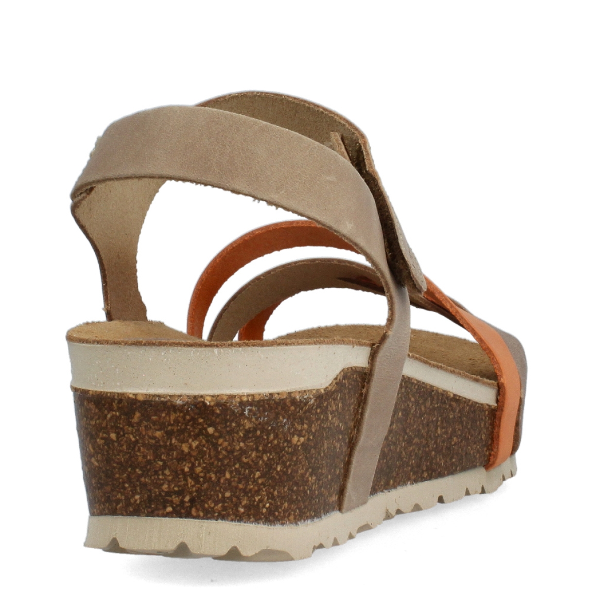 Sandalias de la marca Inter Bios, modelo MIA. Sandalias con tiras elaboradas en piel color naranja. Cierre de las sandalias con velcro y suela de goma con cuña de 4cm de altura. Estas sandalias Inter Bios MIA son ideales para elevar tus looks con la comodidad máxima que necesitas en tu día a día.