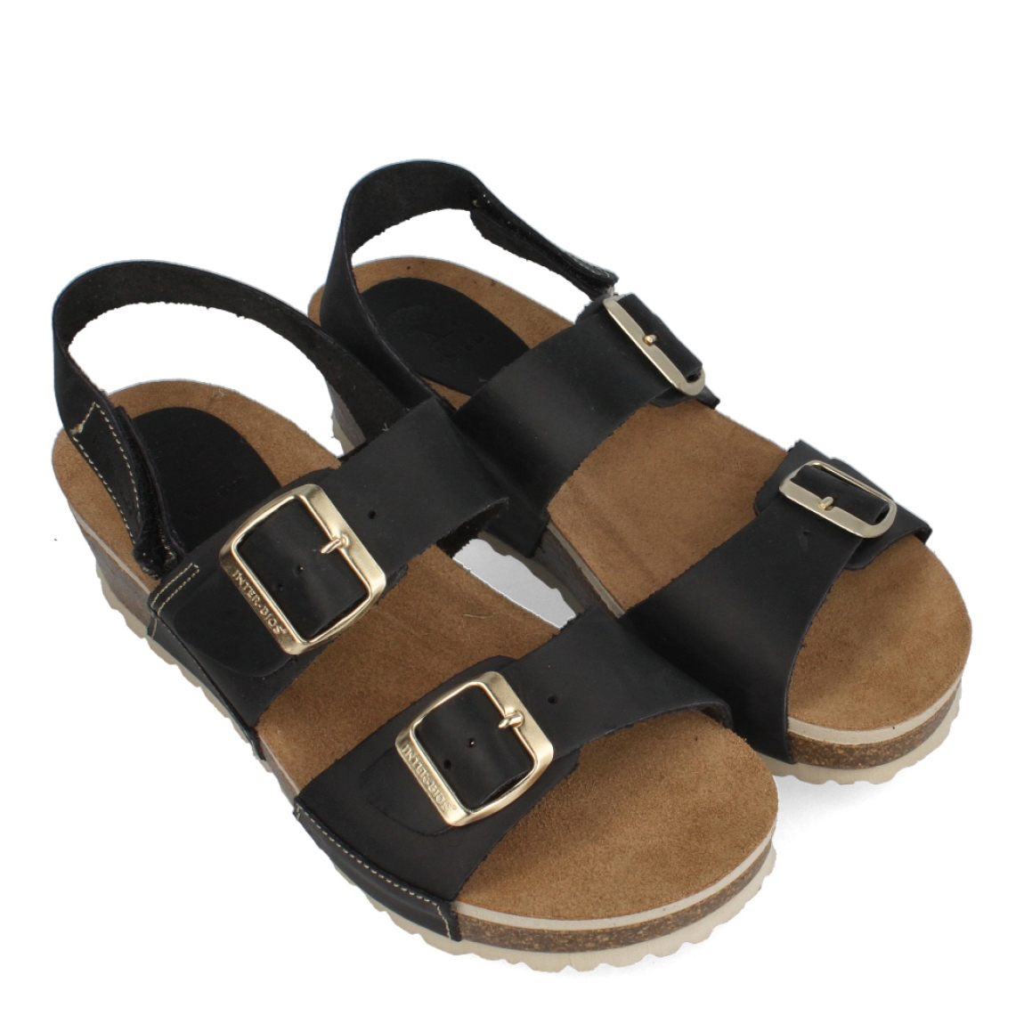 Sandalias de la marca Inter Bios, modelo LINA. Sandalias elaboradas en piel color taupe con detalle en dorado. Cierre de las sandalias con doble hebilla en pala y velcro en el talón. Sandalias con cuña de 4cm de altura. Estas sandalias Inter Bios es un esencial para tus looks de temporada, si deseas disfrurae de una comodidad máxima en tu día a día.
