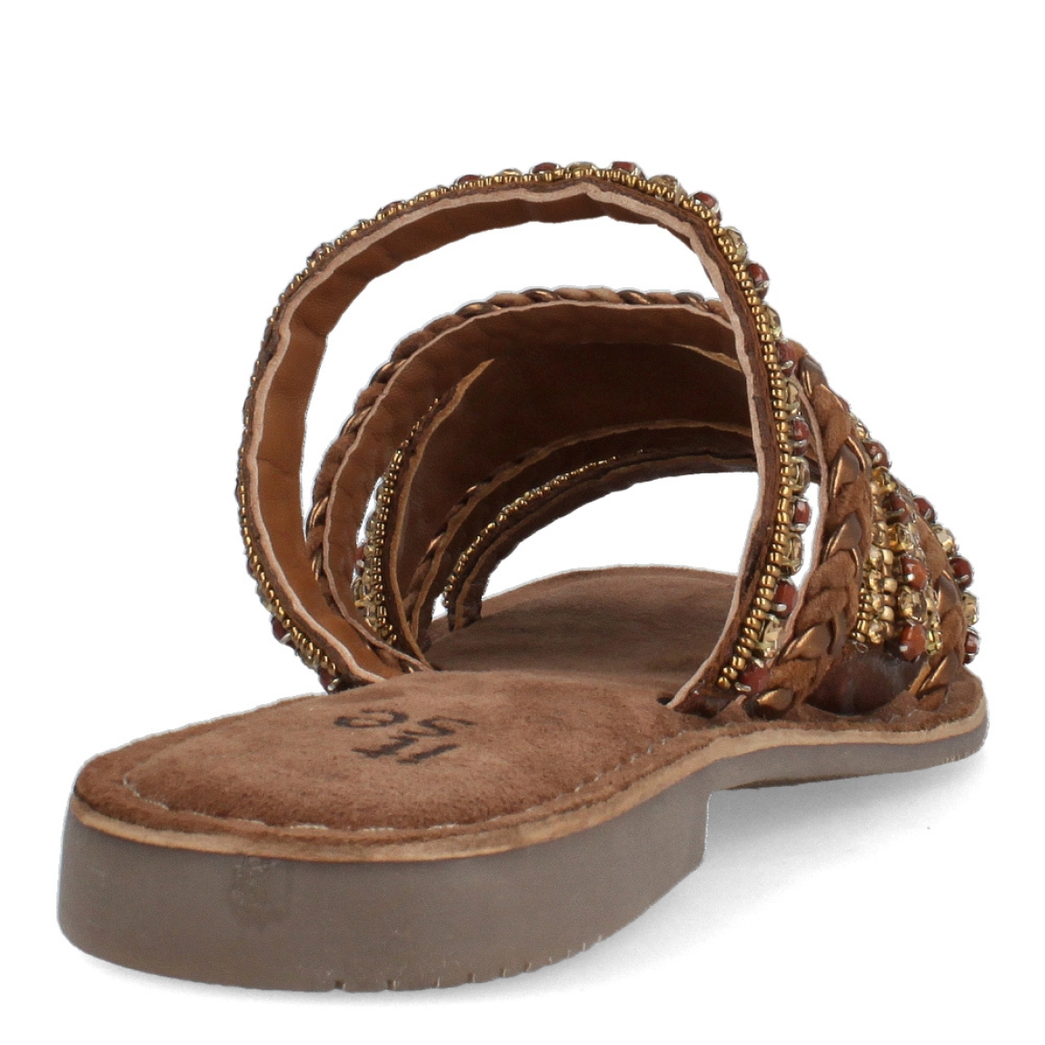 Sandalias de la marca Itse, modelo GINA. Exterior en piel color marrón con brillantes. Interior en ante color marrón y suela plana. Estas sandalias Itse GINA son complemento que hará resaltar tus looks de temporada y te dará la comodidad que necesitas en tu día a día.
