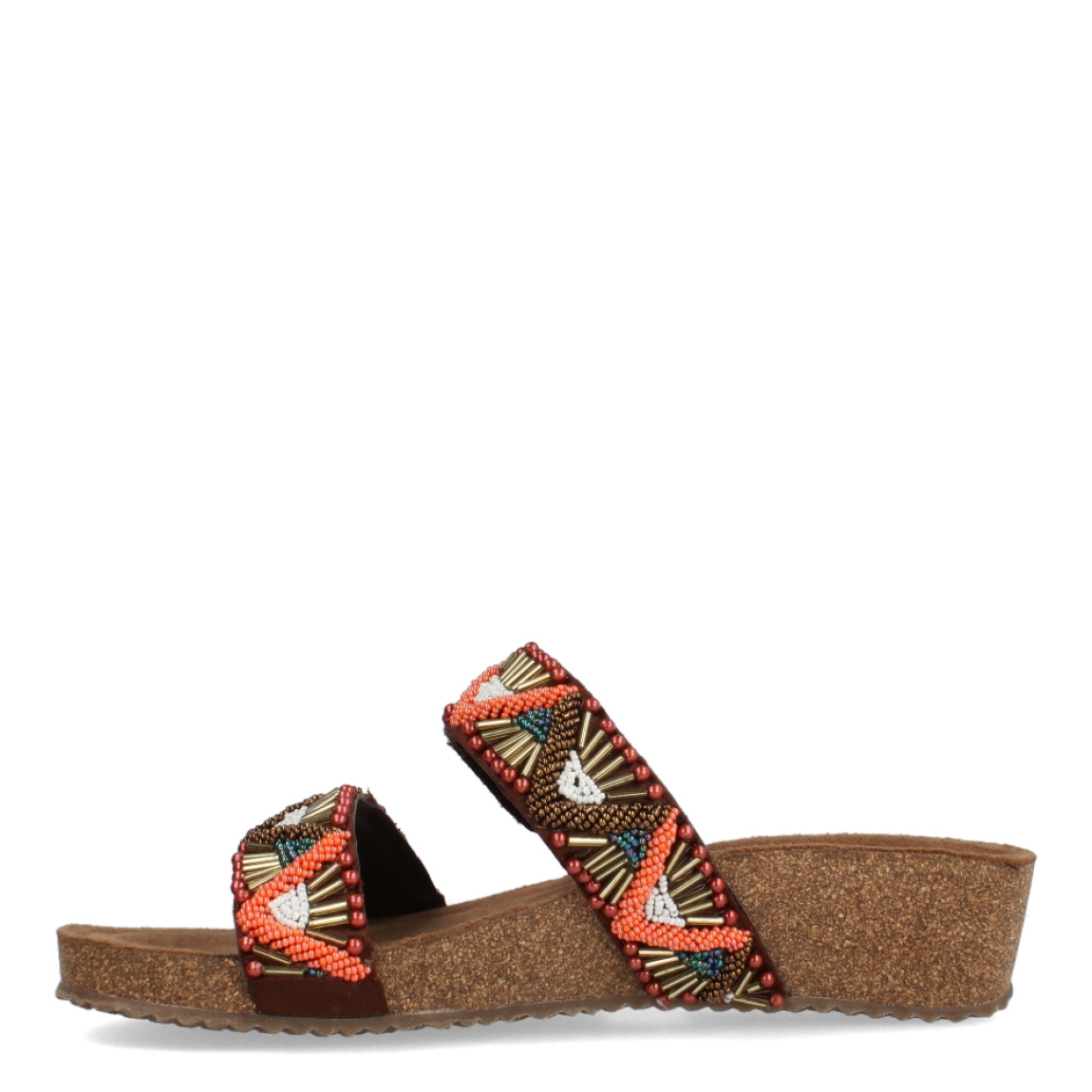 Sandalias de la marca Itse, modelo ISA. Exterior de las sandalias en piel color marrón con detalle en piedrería multicolor. Interior en ante color marrón. Sandalias con plataforma de 3cm de altura. Estas sandalias Itse ISA son perfectas para darle personalidad, estilo y comodidad a tus looks veraniegos. No te pueden faltar!