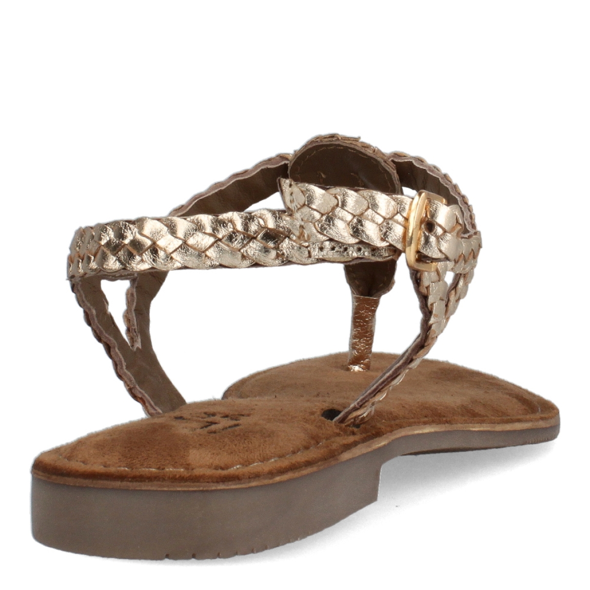 Esclavas de la marca Itse, modelo ESTELA. Exterior en piel trenzada color platino. Interior en ante color marrón. Cierre de las esclavas Itse con hebilla en el tobillo y suela plana. Estas esclavas Itse ESTELAson ideales para lucirlas con estilo y comodidad esta temporad. No te pueden faltar en el armario.