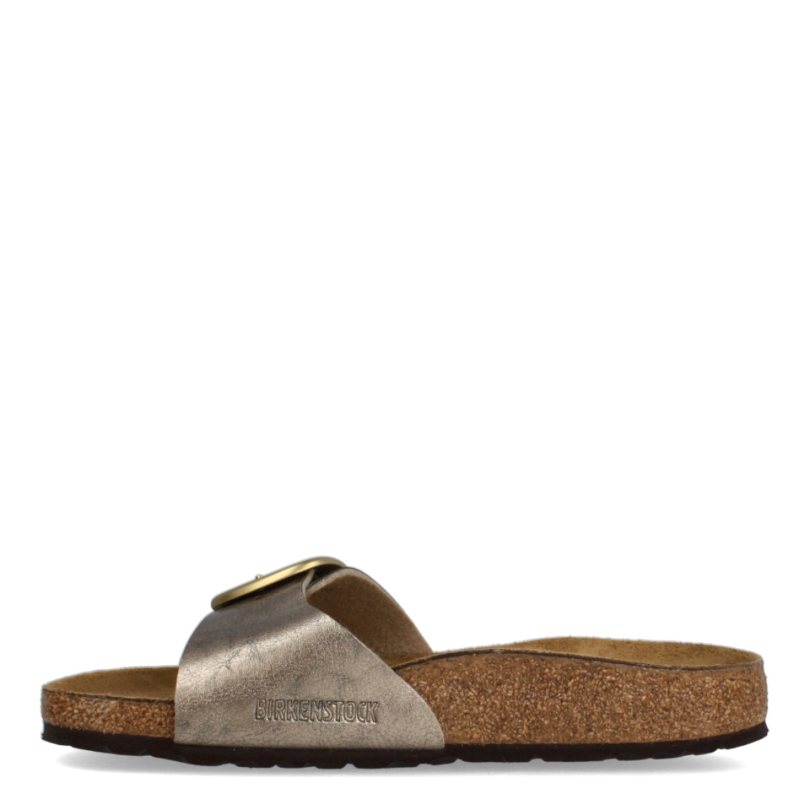 Chanclas de la marca Birkenstock, modelo MADRID BIG. Chanclas elaboradas en piel colro bronce con hebilla en la pala. Con base de corcho de forma anatómica. Estas chanclas Birkenstock MADRID BIG son un básico en tu armario de temporada. Disfrutarás de una comodidad en tu día a día.