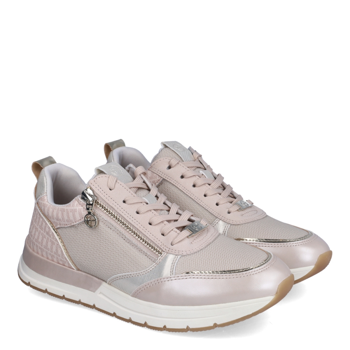 Deportivas de la marca Tamaris, modelo MAGE. Exterior en piel colo rosa con detalle de cremallera. Interior de las deportivas en piel color blanco con plantilla acolchada y extraíble para máxima comodidad. Cierre de las deportivas con cordones y suela plana. Estas deportivas Tamaris MAGE son un complemento ideal para tu día a día. No pueden faltar en tu armario!