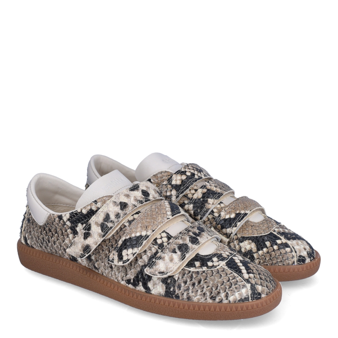 Deportivas de la marca Bronx, modelo SNAKE. Exterior en piel color con estampado animal print de serpiente. Interior en piel color blanco. Cierre con triple velcro en pala. Suela plana de goma. Estas deportivas Bronx SNAKE son una tendencia que no te puede faltar.