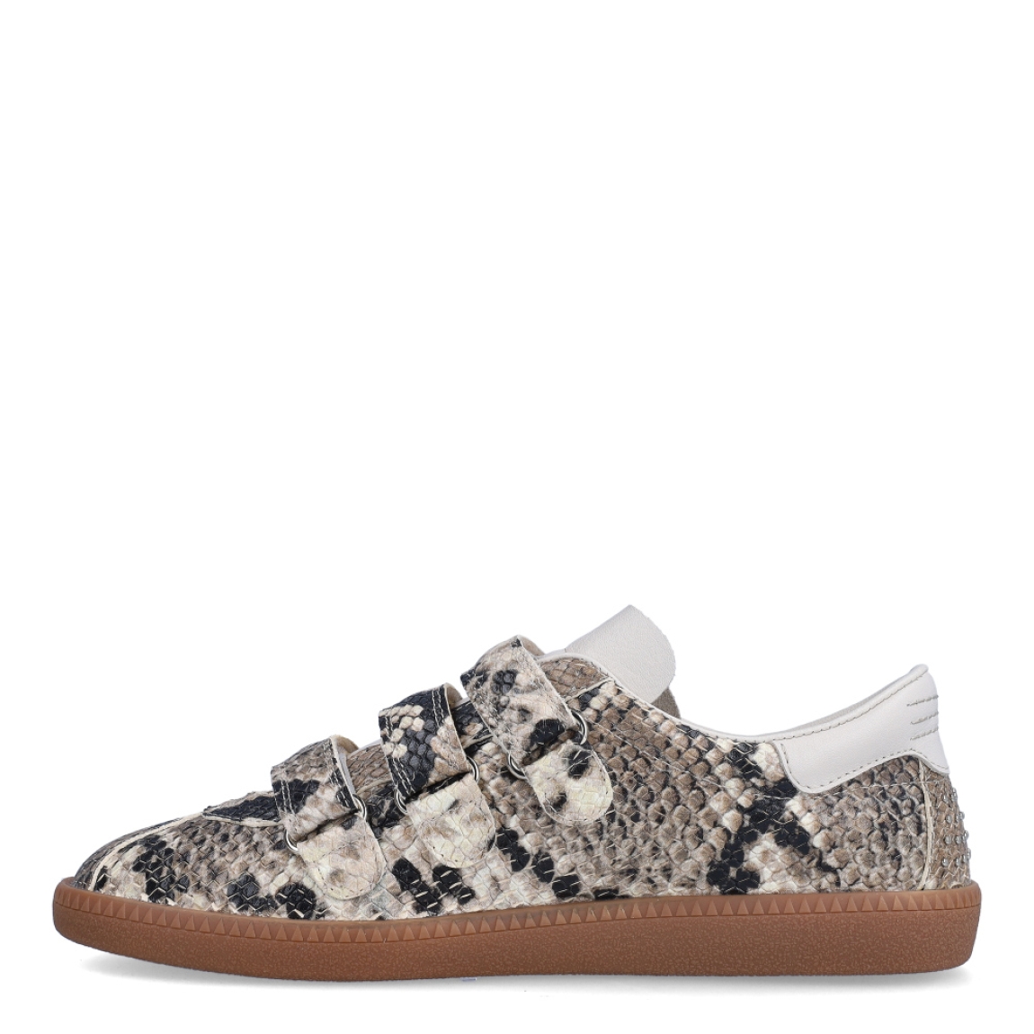 Deportivas de la marca Bronx, modelo SNAKE. Exterior en piel color con estampado animal print de serpiente. Interior en piel color blanco. Cierre con triple velcro en pala. Suela plana de goma. Estas deportivas Bronx SNAKE son una tendencia que no te puede faltar.