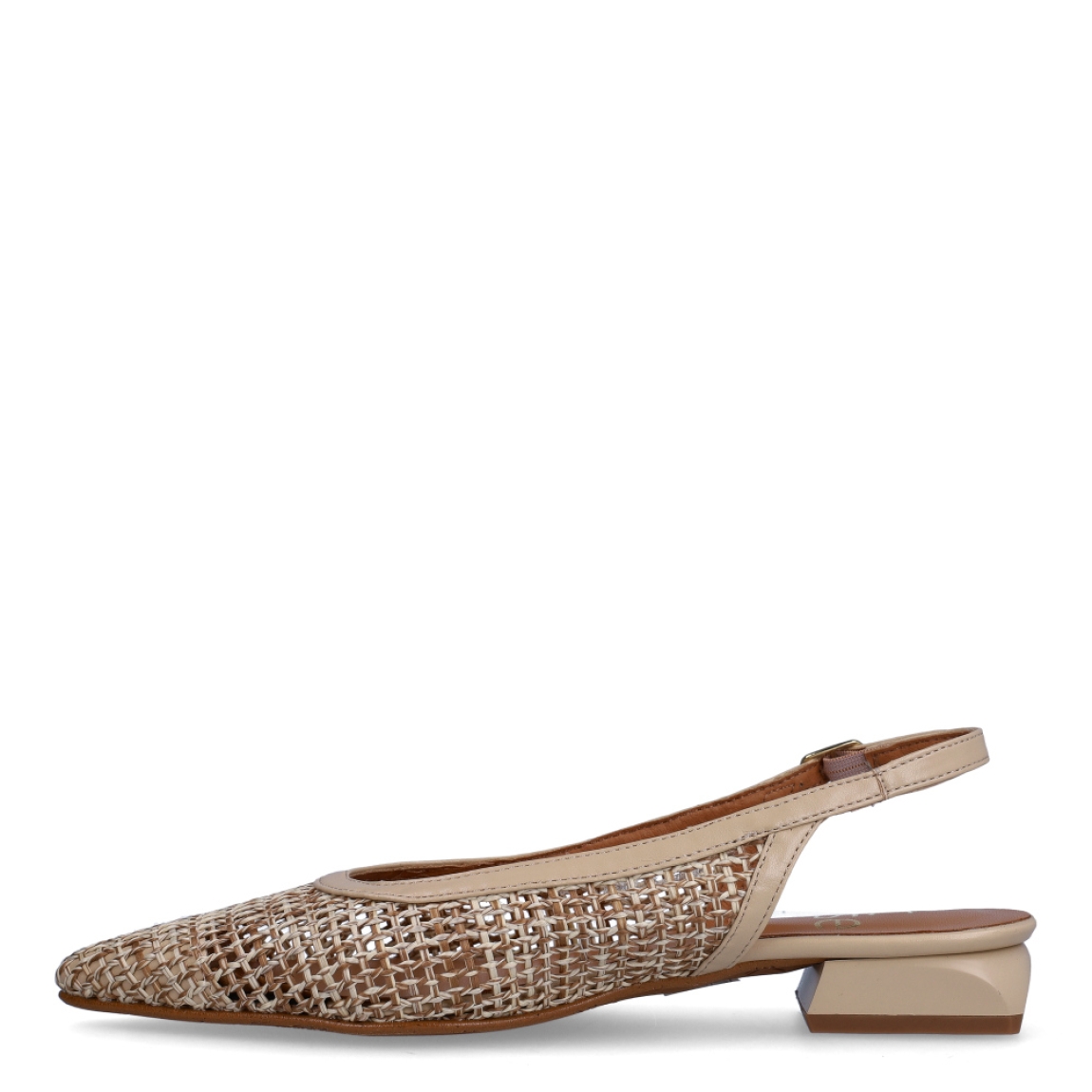 Salones de la marca Itse, modelo ADARA. Exterior en piel con efecto rejilla en color nude. Salones destaloados en punta lápiz. Interior en piel color nude. Cierre con hebilla en talón. Tacón con 2cm de altura. Estos salones Itse ADARA son un complemento ideal de elegancia y comodidad.