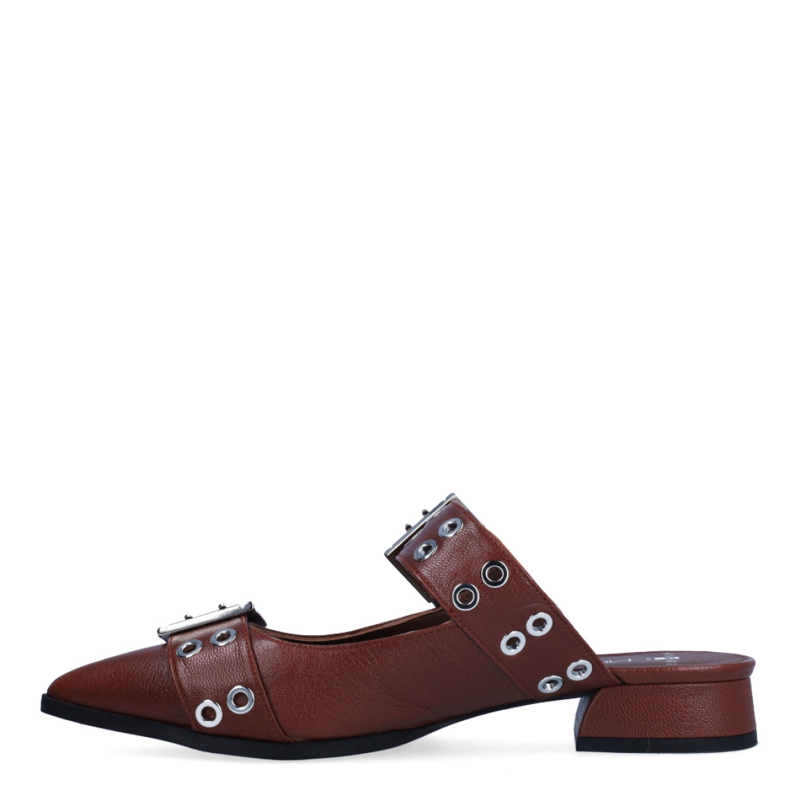 Zuecos de la marca Munné, modelo BROOKLYN. Exterior en piel color marrón con punta lápiz. Interior en piel marrón. Cierre con doble hebilla en pala. Zuecos con tacón de 2cm de altura. Estos zuecos Munné BROOKLYN son una tendencia, ideales para marcar estilo y disfrutar de una comodidad plena!