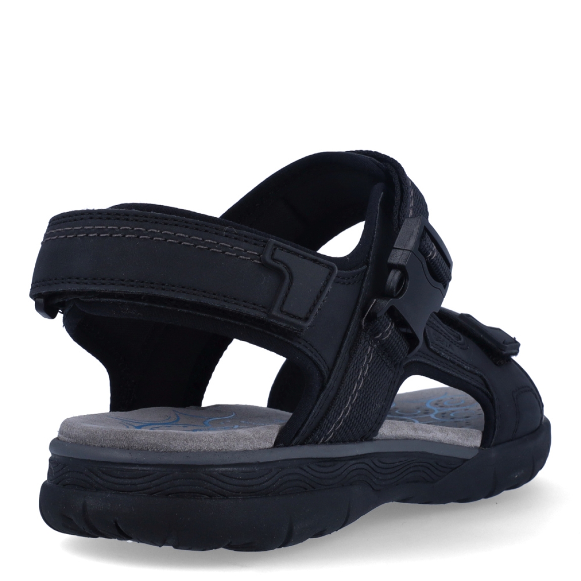 Sandalias de la marca Geox, modelo U55. Exterior en neopreno de color negro. Interior en neopreno color gris con plantilla acolchada para máxima comodidad. Cierre de sandalias Geox con triple velcro, en pala y tobillo. Suela plana. Estas sandalias Geoz U55 son el complemento perfecto para tus looks de temporada en el día a día!