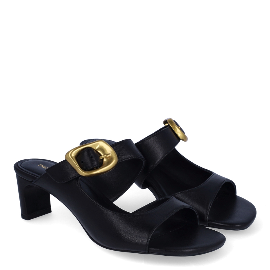 Sandalias de la marca Ines Palliser, modelo HELLA. Exterior en piel color negro con punta redonda y cierre de hebilla color dorado en pala. Interior en piel color negro. Sandalias con tacón de 5cm de altura. Estas sandalias Ines Palliser HELLA son unas clásicas, ideales para darle el look de elegancia y comodidad a tus looks!