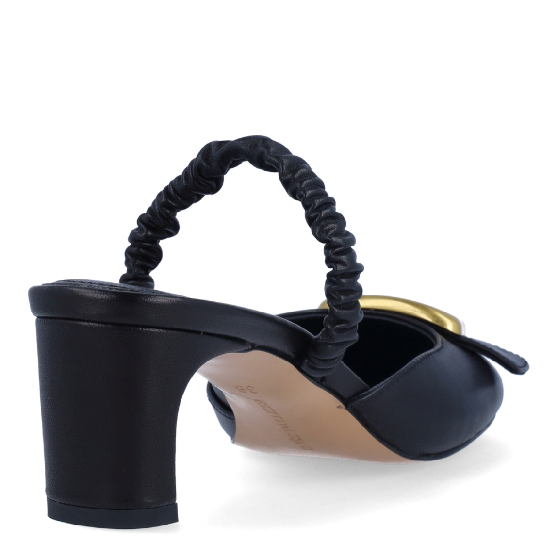 Salones destalonados de la marca Ines Palliser, modelo NICO. Exterior en piel color negro con punta redonda y detalle de hebilla color dorado en pala. Interior en piel color negro. Salones con tacón de 5cm de altura. Estos salones Ines Palliser NICO son unas clásicas, ideales para usar tanto como salones o muler darle el look de elegancia y comodidad a tus looks!