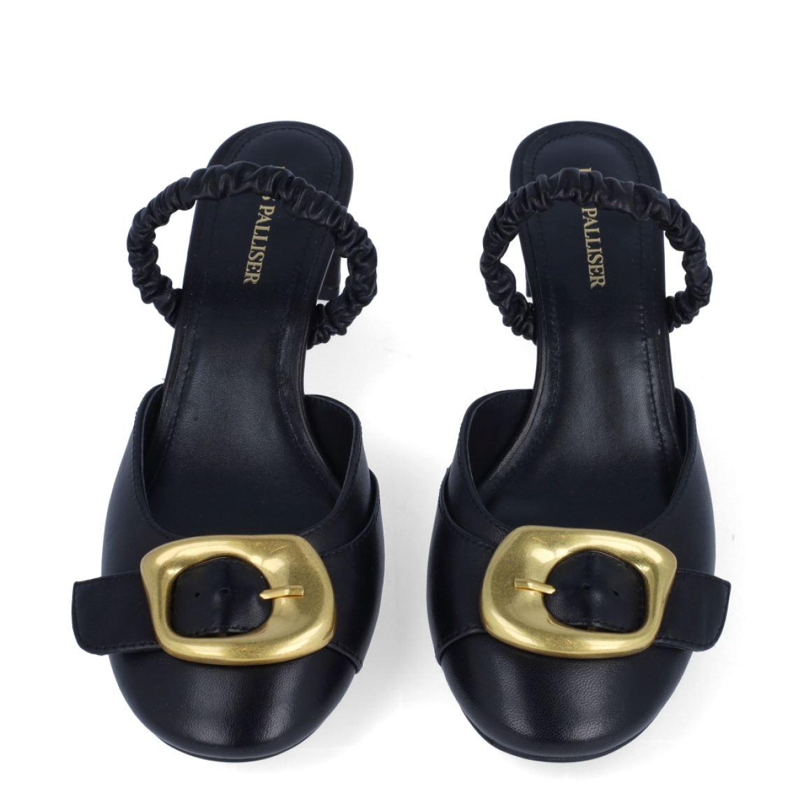 Salones destalonados de la marca Ines Palliser, modelo NICO. Exterior en piel color negro con punta redonda y detalle de hebilla color dorado en pala. Interior en piel color negro. Salones con tacón de 5cm de altura. Estos salones Ines Palliser NICO son unas clásicas, ideales para usar tanto como salones o muler darle el look de elegancia y comodidad a tus looks!