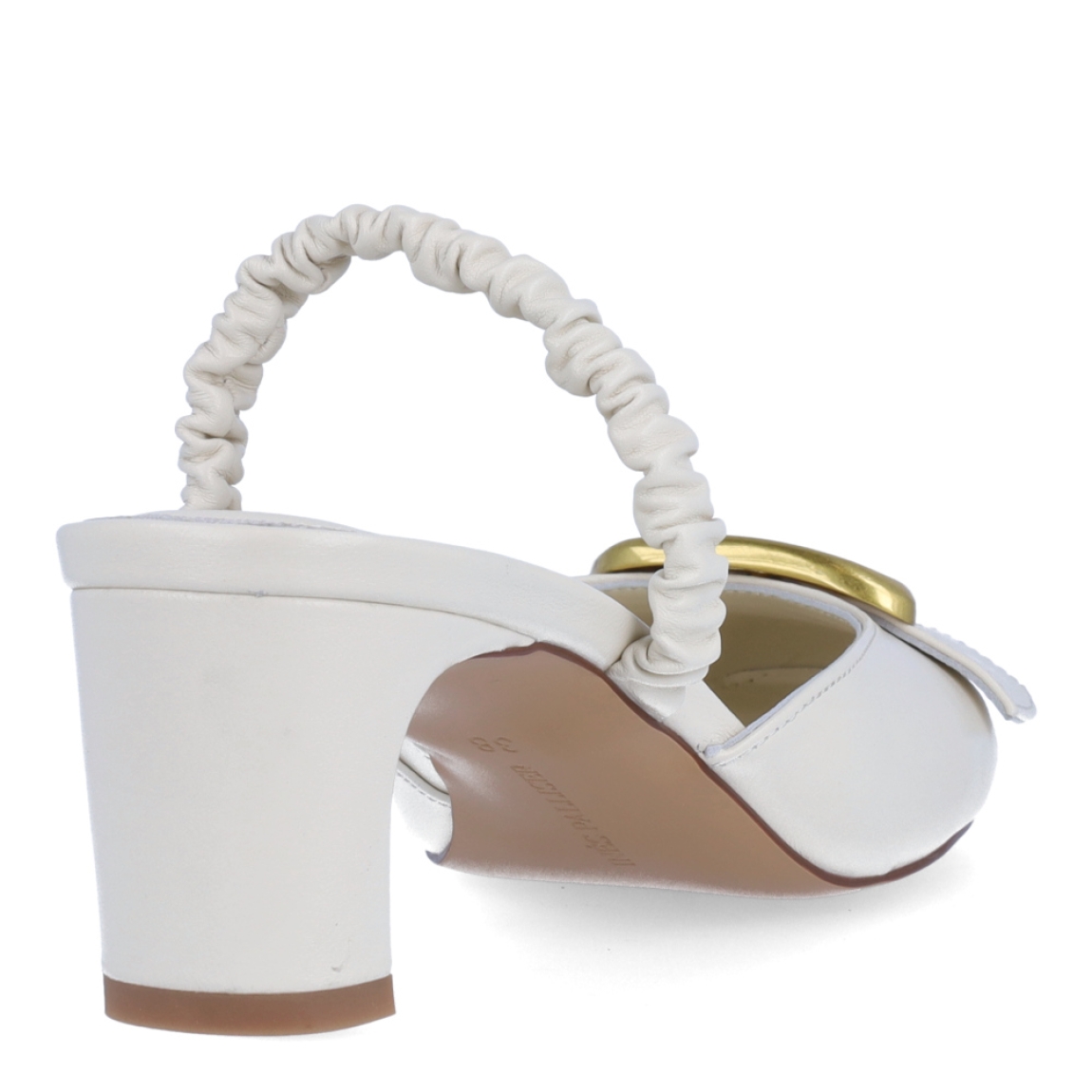 Salones destalonados de la marca Ines Palliser, modelo NICO. Exterior en piel color negro con punta redonda y detalle de hebilla color dorado en pala. Interior en piel color blanco. Salones con tacón de 5cm de altura. Estos salones Ines Palliser NICO son unas clásicas, ideales para usar tanto como salones o muler darle el look de elegancia y comodidad a tus looks!