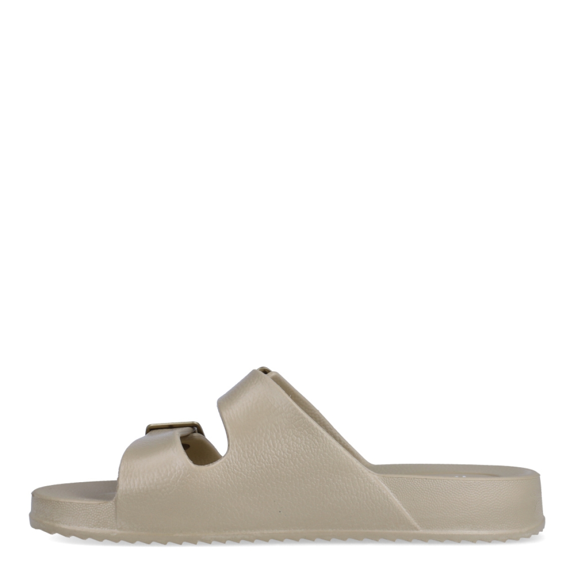 Sandalias clásicas de la marca Tanta, modelo T20. Exterior en goma color oro con dos hebillas en pala. Interior en goma color oro con estampado de logo. Sandalias co plataforma de 2cm de altura. Estas sandalias Tanta T20 son unas clásicas, ideales para llevarlas en tu día a día esta temporada!