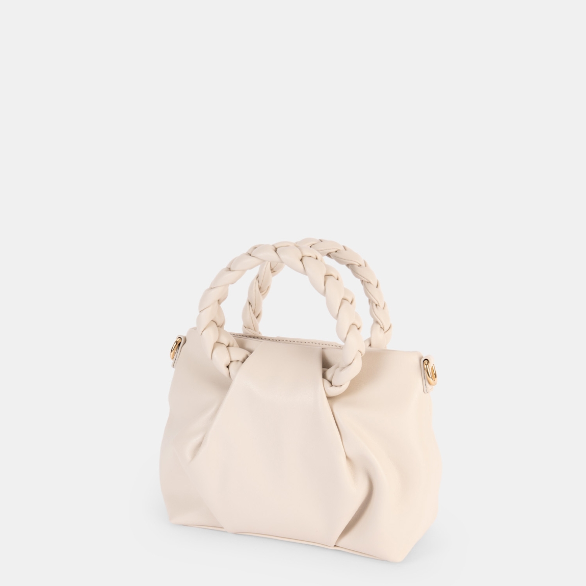 El bolso de mano de la marca Pepe Moll, modelo GIANE. Este bolso elaborado en polipiel color blanco es la fusión perfecta entre elegancia y tendencia. Su diseño estructurado con asas trenzadas aporta un aire sofisticado y moderno, ideal para elevar cualquier look. Versátil y espacioso, es la elección perfecta para el día a día o para ocasiones especiales donde el estilo es imprescindible. Cierre con cremallera. Medidas: alto 17cm y ancho 22cm.